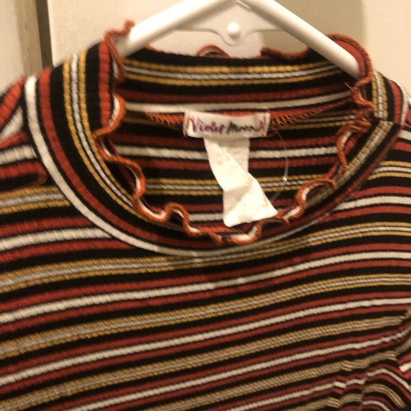 Violet Moon Mock Neck Striped Top - Picture 6 of 7